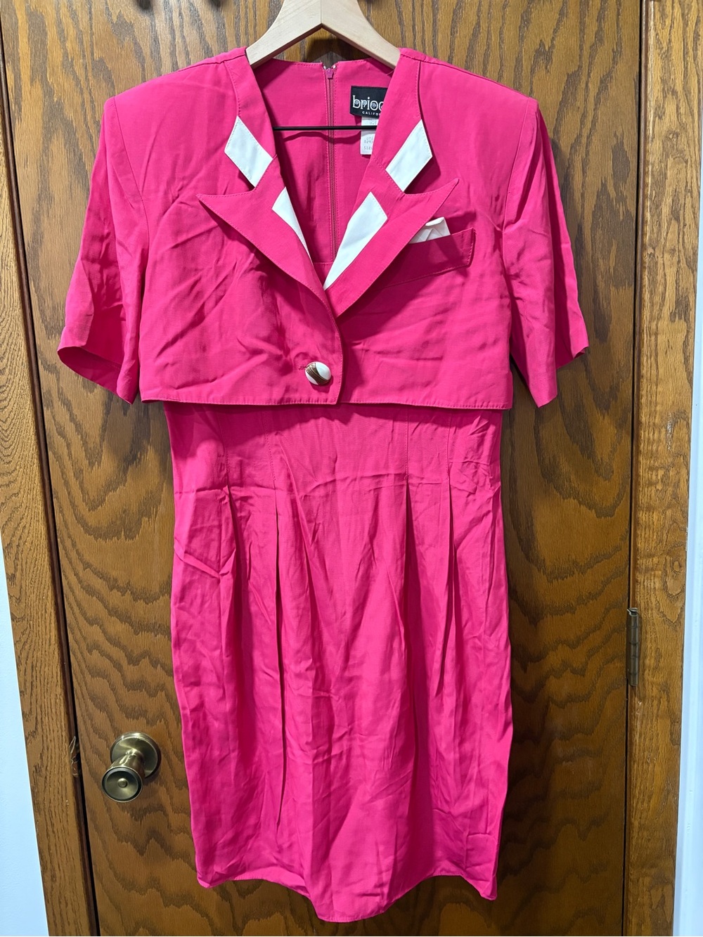 Vintage Brioche California Diner Nurse Secretary Dress White Contrast Trim 9/10